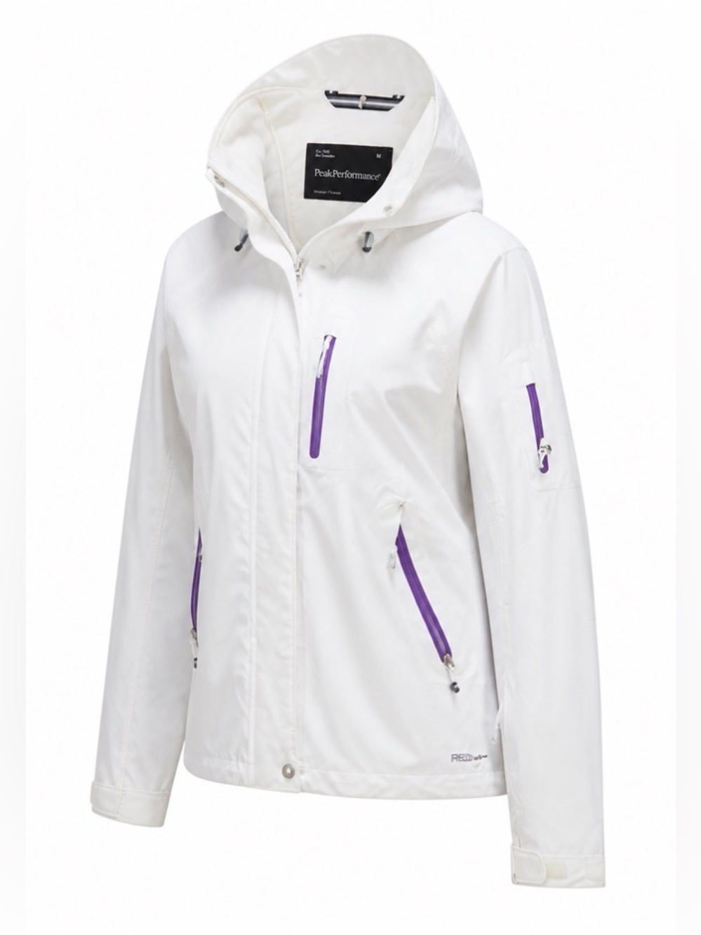 Peak Performance Snow White Winter insulated Ski Jacket with Purple zippers